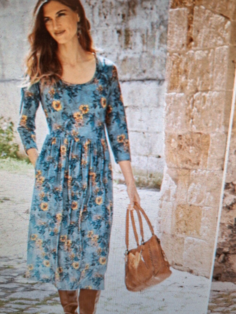Peruvian Connection Windflower Dress Midi Cottagecore Pima Cotton XL Sunflower